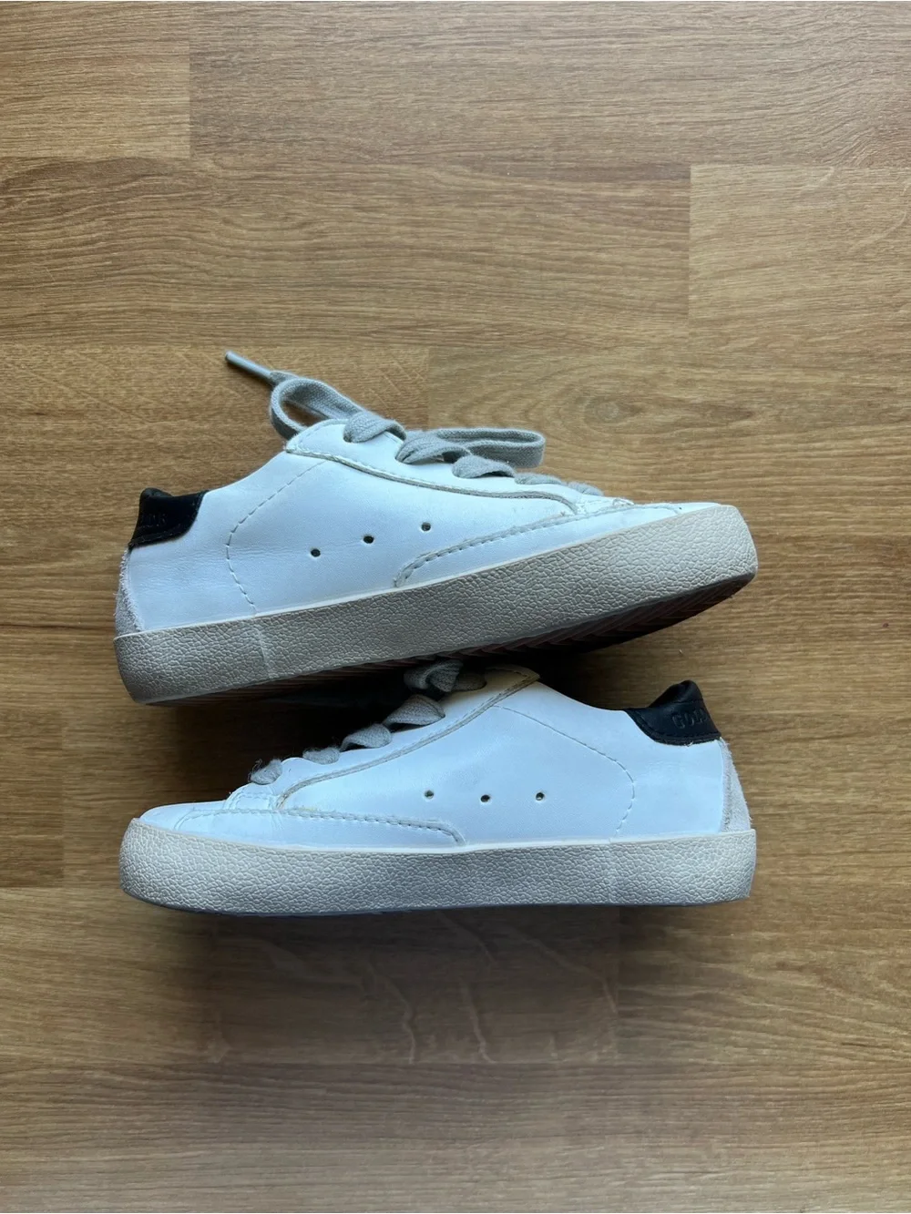 Golden Goose White Sneakers with Gray Star & Black Heel Tab — Kids